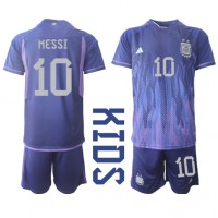 Dětský Fotbalový dres Argentina Lionel Messi #10 MS 2022 Venkovní Krátký Rukáv (+ trenýrky)